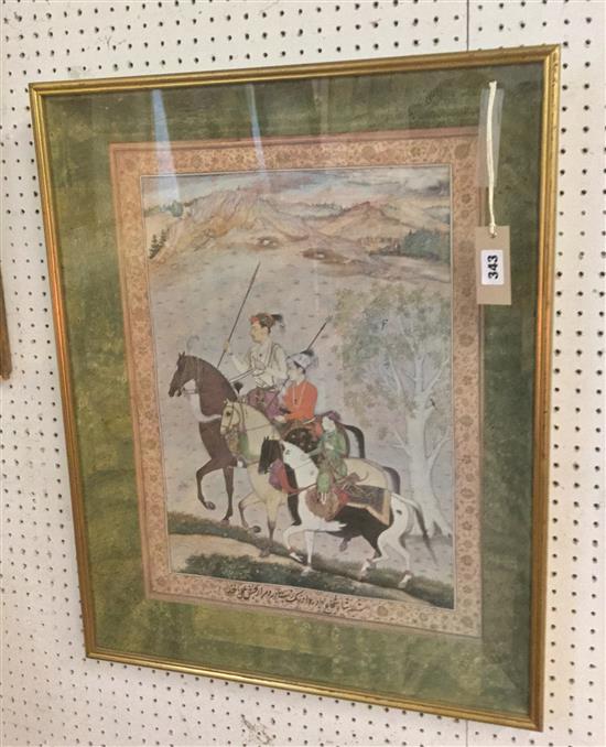 Mughal picture, three equestrian figures (Sons of Shah Jehan)